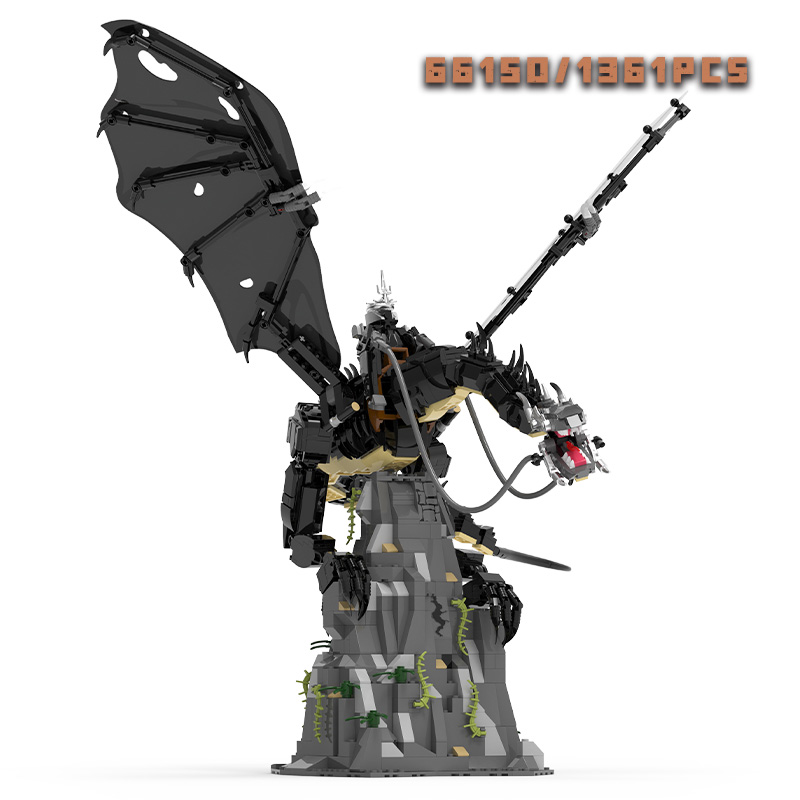 Model Kit Ikaruga - 1361-teiliges Hexenkönig-Fell-Beast-Baustein-Set, Spielzeug, mittelalterlicher MOC Nazgul-Drachen-Modellbausatz